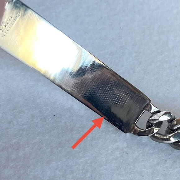 VTG Elco Solid Sterling Silver 925 Chunky Unisex ID Curb Chain Bracelet 7.75" - Picture 6 of 16